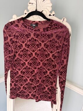 PAIGE Velvet Burnout Long-Sleeve Top in Mauve Plum